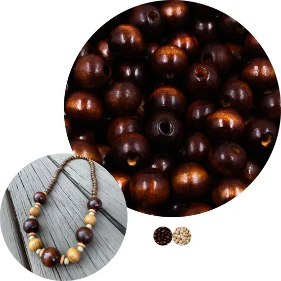 Kit Com 900 Peças Pacote 500g - Miçanga Bola De Madeira 12mm Foto 1