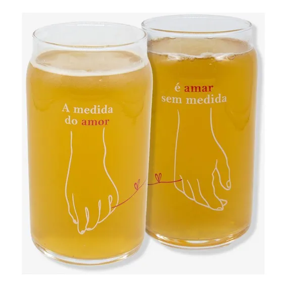 Kit Com Dois Copos Beer A Medida Do Amor - Zonacriativa Foto 1