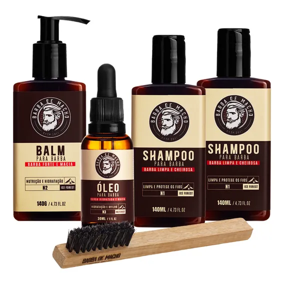 Kit Com Produtos De Barba Shampoo 2 Balm Óleo + Escovinha Foto 1