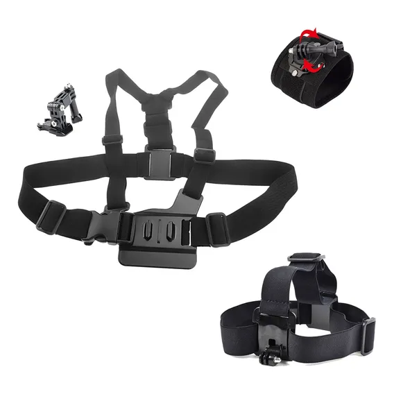 Kit Com Suporte De Cabeça, Peito E Punho Para Gopro Sjcam Foto 1