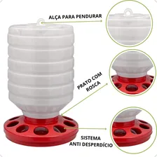 Kit Comedouro Para Galinhas Aves 5kg 10 Furos 2 Unid Prático Cor Branco 0 Foto mini 4