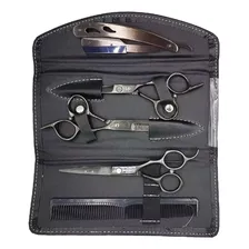 Kit Completo 3 Tesouras Cabelo Profissionais + 10 Pentes Fio Laser Fio Navalha Desfiadeira Barbeiro Profissional Cor Black Foto mini  3