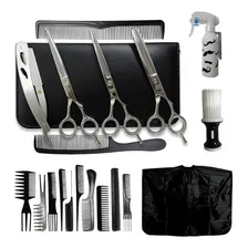Kit Completo 3 Tesouras Cabelo Profissionais Pentes Capa Hd Cor Silver Foto mini 1