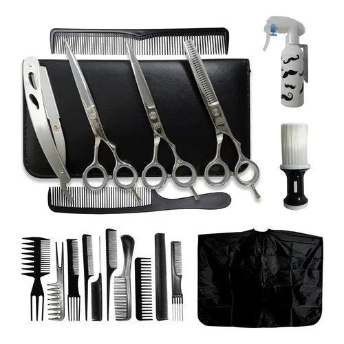Kit Completo 3 Tesouras Cabelo Profissionais Pentes Capa Hd Cor Silver Foto 1