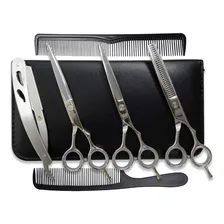 Kit Completo 3 Tesouras Cabelo Profissionais Pentes Capa Hd Cor Silver Foto mini 3