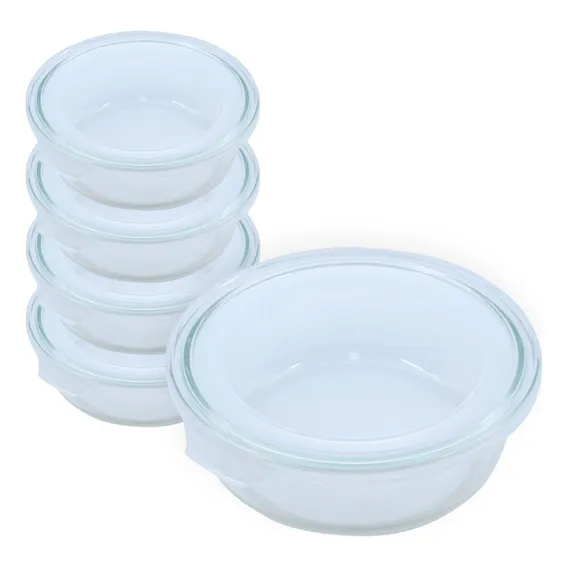 Kit Completo: 5 Potes De Vidro Redondo Com Tampa - 950ml Foto 1