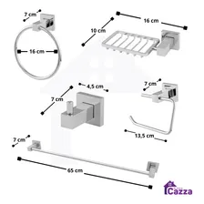 Kit Completo Acessórios Banheiro Cromado Luxo Metal Foto mini  2