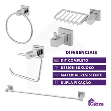 Kit Completo Acessórios Banheiro Cromado Luxo Metal Foto  mini 1