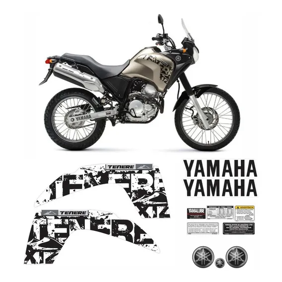Kit Completo Adesivo Yamaha Tenere 250 2013 Areia Tnr005 Cor PRETA E BRANCA Foto 1