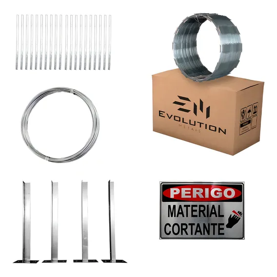 Kit Completo Cerca Concertina P/ Muro 45cm 10 Metros Foto 1