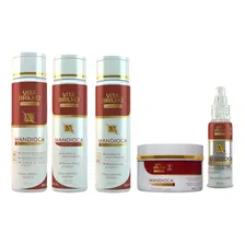 Kit Completo Linha Shampoo Condicionador Máscara De Mandioca Foto  mini 1
