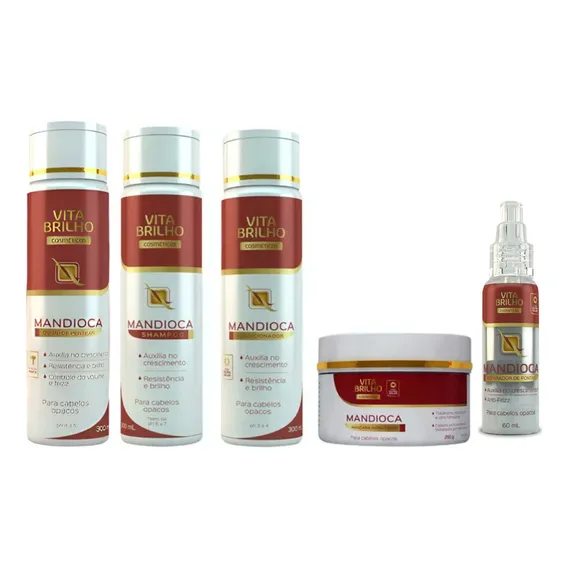 Kit Completo Linha Shampoo Condicionador Máscara De Mandioca Foto 1