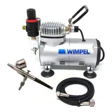 Kit Compressor Prof. Wimpel + Aerógrafo Dupla Ação Completo Foto  mini 1