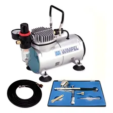 Kit Compressor Prof. Wimpel + Aerógrafo Dupla Ação Completo Foto mini  2