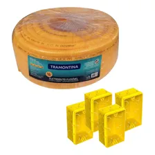 Kit Conduíte 25mm 50m 25 Caixa Luz Amarela 4x2 Tramontina Cor Amarelo Foto mini 1