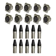 Kit Conectores Xlr 10 Fêmea Painel + 10 Macho Wireconex Cor Prateado Foto  mini 1