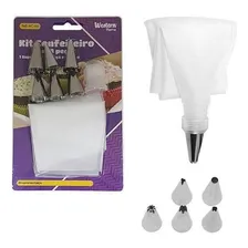 Kit Confeiteiro Saco Decorador Bolo E 6 Bicos Inox Decoração Foto mini  2