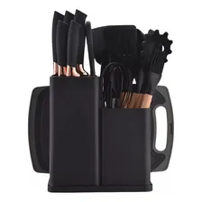 Kit Conjunto 19 Pçs De UtensĂlios Facas Silicone E Plástico Cor Preto Foto mini 1