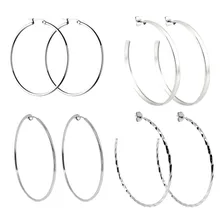 Kit Conjunto 4 Brincos Argolas Grandes Antialérgico Foto mini 1