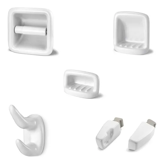 Kit Conjunto Acessórios Para Banheiro Louça Branco Embutir Foto 1