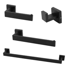 Kit Conjunto Acessorios Suporte Banheiro Lavabo Inox Preto Foto mini 1