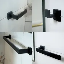 Kit Conjunto Acessorios Suporte Banheiro Lavabo Inox Preto Foto mini 2