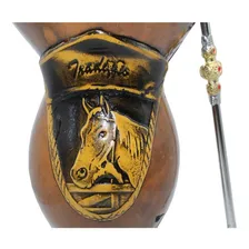 Kit Conjunto Chimarrao Cuia Cavalo E Bomba Luxo Tradicional Foto mini 3