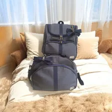 Kit conjunto de Bolsa Enxoval Maternidade MamĂŁe BebĂȘ Azul Metalizado Foto mini 2