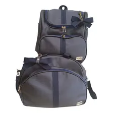 Kit conjunto de Bolsa Enxoval Maternidade MamĂŁe BebĂȘ Azul Metalizado Foto mini 1