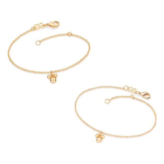 Kit Conjunto Mãe Filha Pulseira Delicada Mickey Banhado Ouro Foto 1
