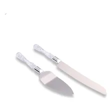 Kit Conjunto Para Bolo 2 Peças Faca Espatula Acrilico Inox Foto mini 4