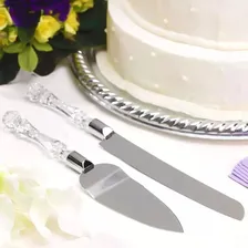 Kit Conjunto Para Bolo 2 Peças Faca Espatula Acrilico Inox Foto  mini 1
