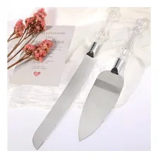 Kit Conjunto Para Bolo 2 Peças Faca Espatula Acrilico Inox Foto mini  3