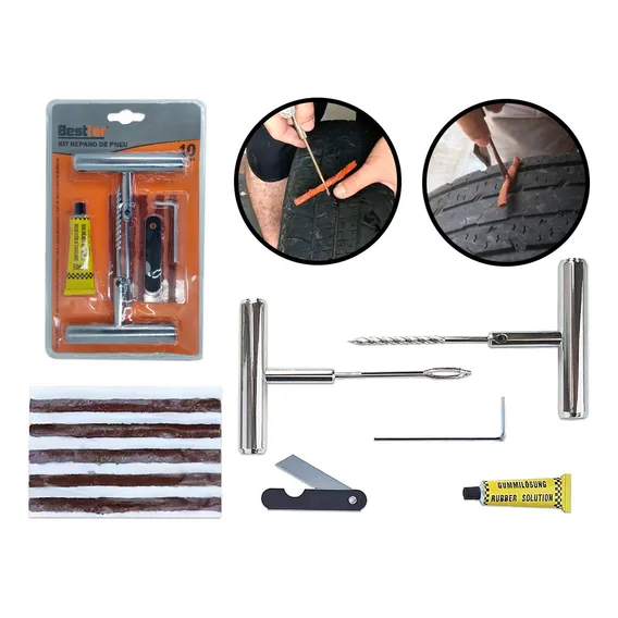 Kit Conserto Reparo Rápido Pneu Sem Câmara Carro Moto Foto 1