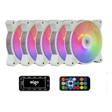Kit Cooler Aigo Ar12 Led Rgb - Kit 5 Fans + Controladora LED Branco Foto mini 1
