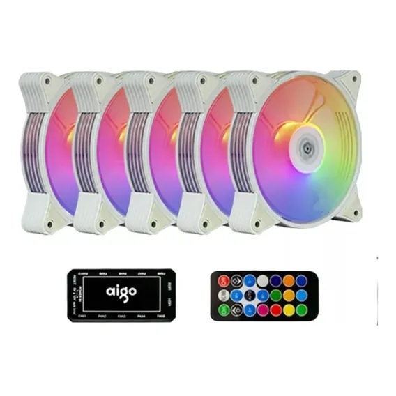 Kit Cooler Aigo Ar12 Led Rgb - Kit 5 Fans + Controladora LED Branco Foto 1