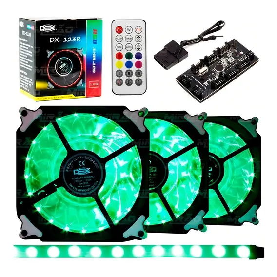 Kit Cooler Fan Dex Rgb Com Controle Dx-123r 1 Fita Led Kit 3 Foto 1