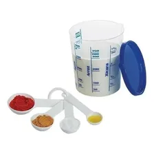 Kit Copo Medidor Graduado 400ml Tampa 4 Colheres Dosadora Foto mini 4
