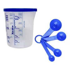Kit Copo Medidor Graduado 400ml Tampa 4 Colheres Dosadora Foto mini 1