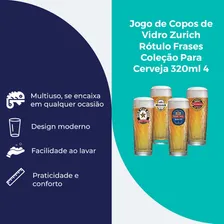 Kit Copo para Cerveja Zurich com Frases 4 pcs 320ml, Ruvolo Foto mini  3