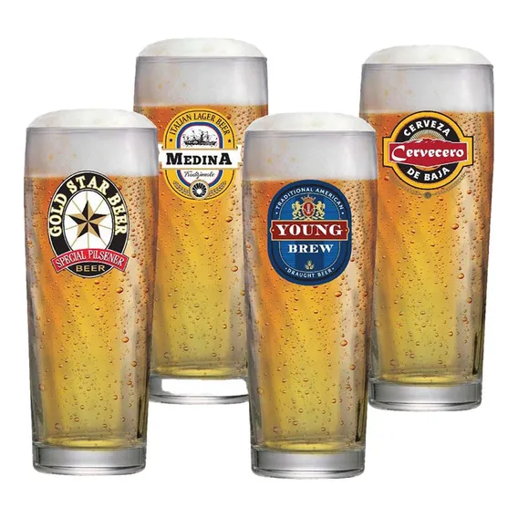Kit Copo para Cerveja Zurich com Frases 4 pcs 320ml, Ruvolo Foto 1