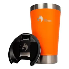 Kit Copo Térmico Tampa 473ml Preto + Copo Térmico Laranja Foto mini 3