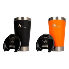 Kit Copo Térmico Tampa 473ml Preto + Copo Térmico Laranja Foto mini 1
