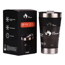Kit Copo Térmico Tampa 473ml Preto + Copo Térmico Laranja Foto mini 4