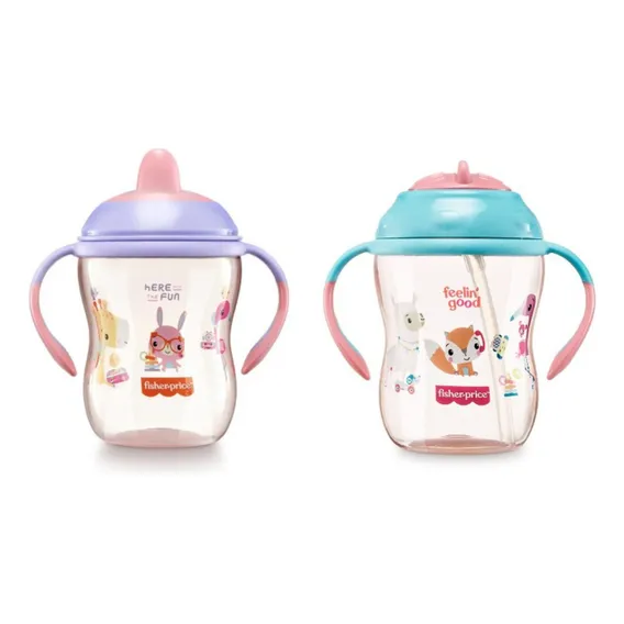 Kit Copo Treinamento + Copo Com Canudo Fisher Price Bb1015k Foto 1