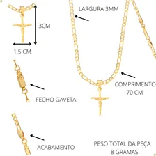 Kit Corrente Pingente E Pulseira Masculina Banhada Ouro 18k Cor Dourado Foto mini  2