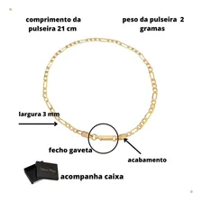Kit Corrente Pingente E Pulseira Masculina Banhada Ouro 18k Cor Dourado Foto mini  3