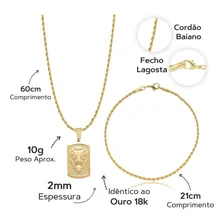 Kit Corrente + Pulseira Cordão Baiano Banhado A Ouro 18k Foto mini  2