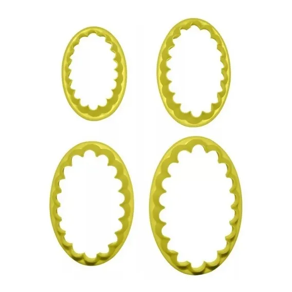 Kit Cortador 408270 Oval Babado P Com 4 Peças Cor Amarelo Foto 1