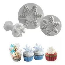 Kit Cortador Ejetor Floco D Neve Pasta Americana Confeitaria Cor Branco Foto  mini 1